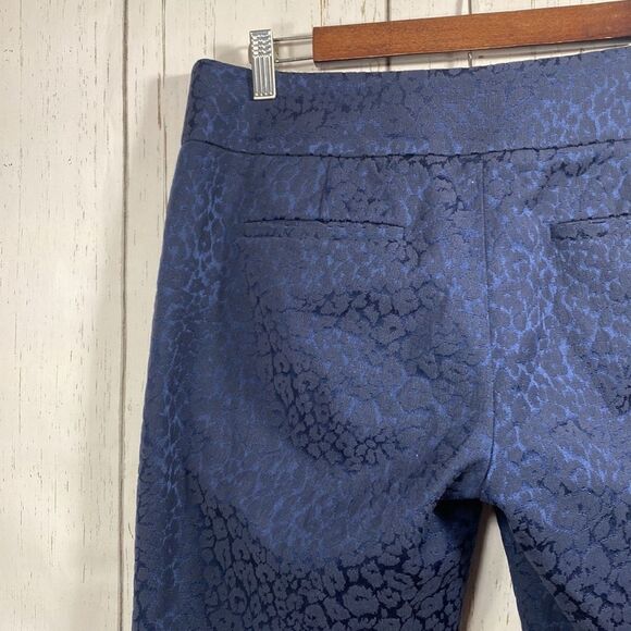 Ann Taylor Loft Marisa Womens Ankle Navy Blue Textured Animal Print Pants - Picture 13 of 16